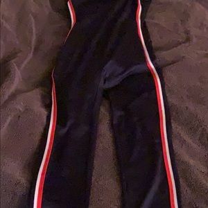 Navy blue striped jumpsuit, fashion nova